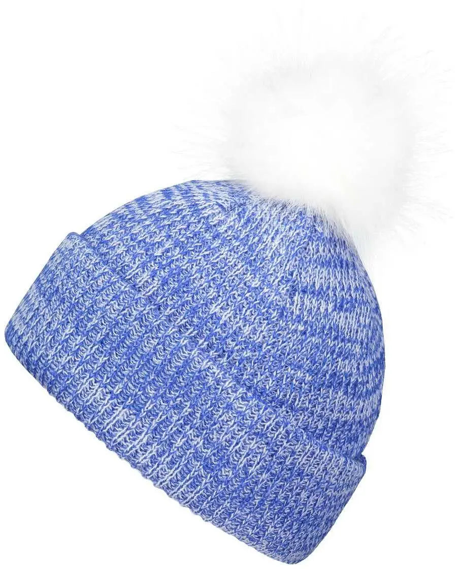 Pacific Headwear P604K Faux Fur Pom Beanie - Royal White - Royal White / 7’’ - 7 7/8’’