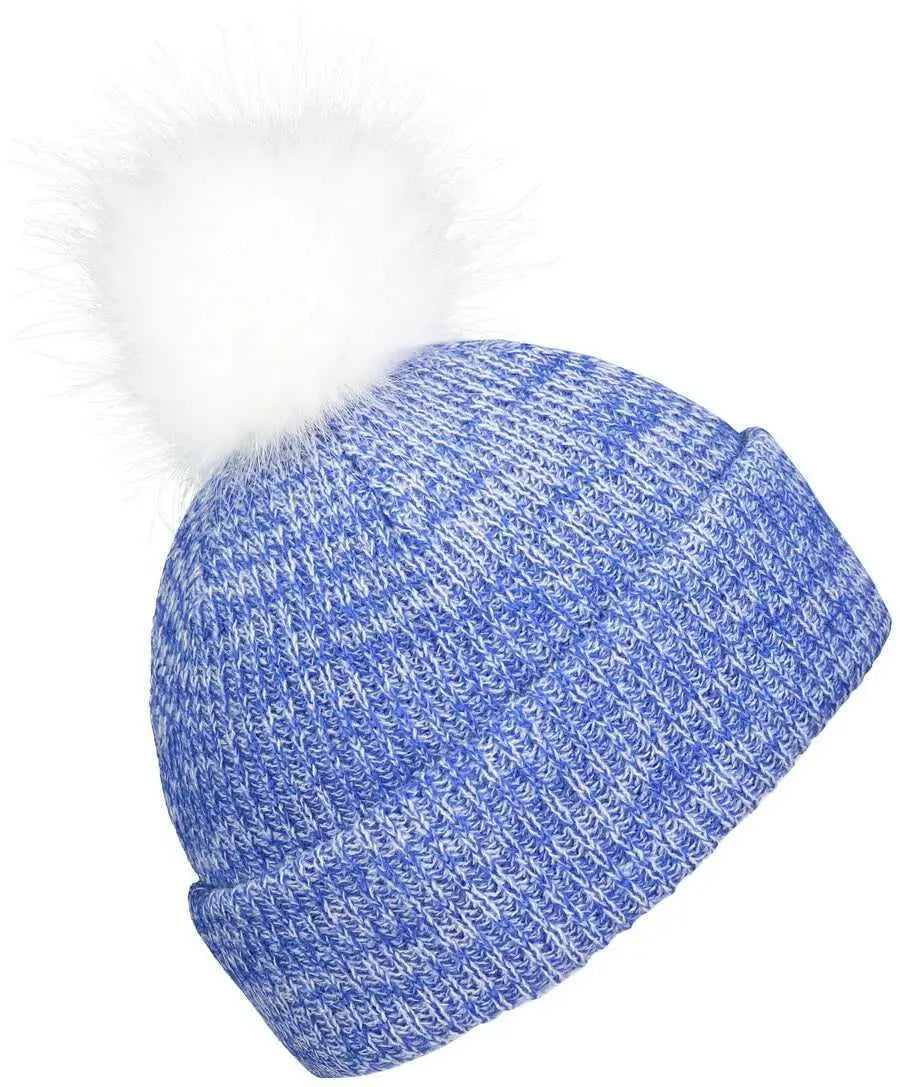Pacific Headwear P604K Faux Fur Pom Beanie - Royal White - Royal White / 7’’ - 7 7/8’’