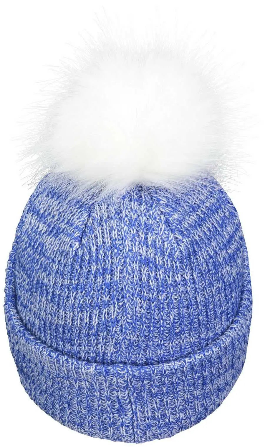 Pacific Headwear P604K Faux Fur Pom Beanie - Royal White - Royal White / 7’’ - 7 7/8’’