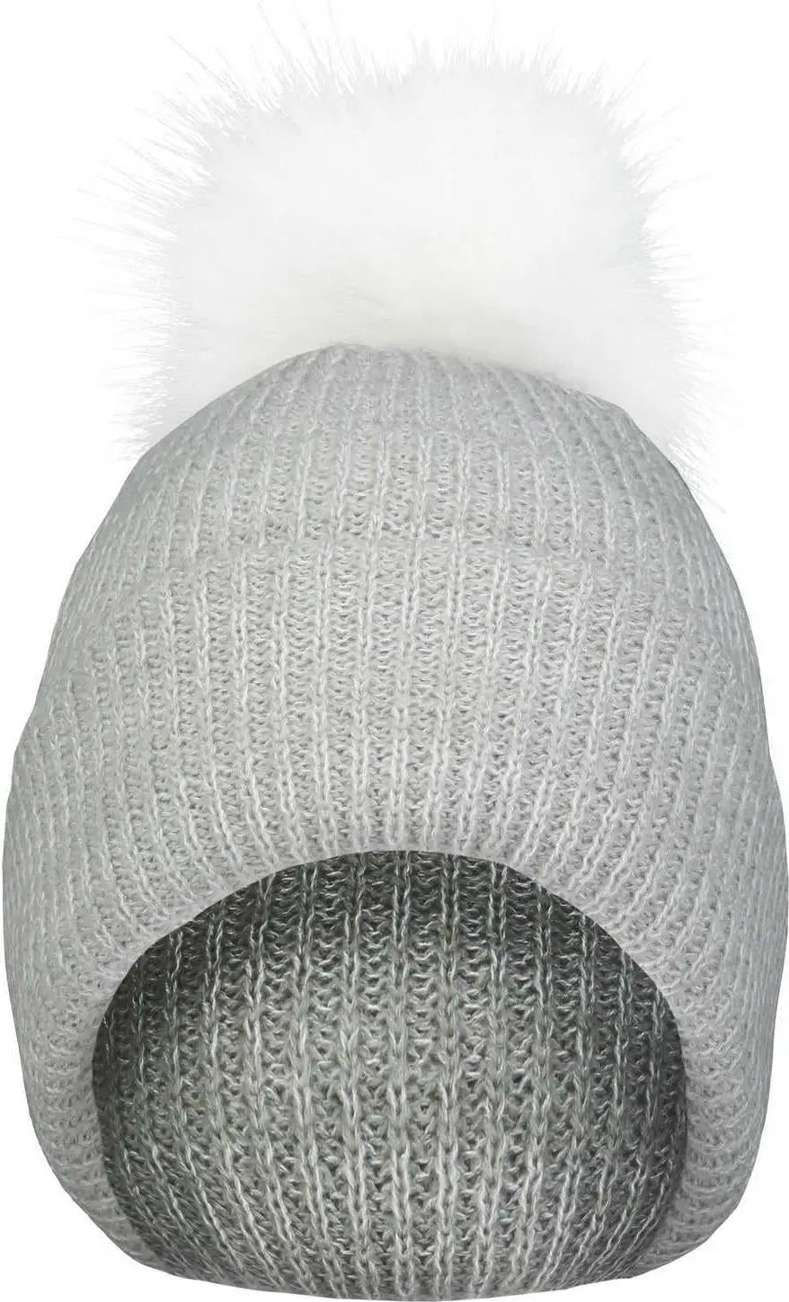 Pacific Headwear P604K Faux Fur Pom Beanie - Silver White - Light Gray White / 7’’ - 7 7/8’’