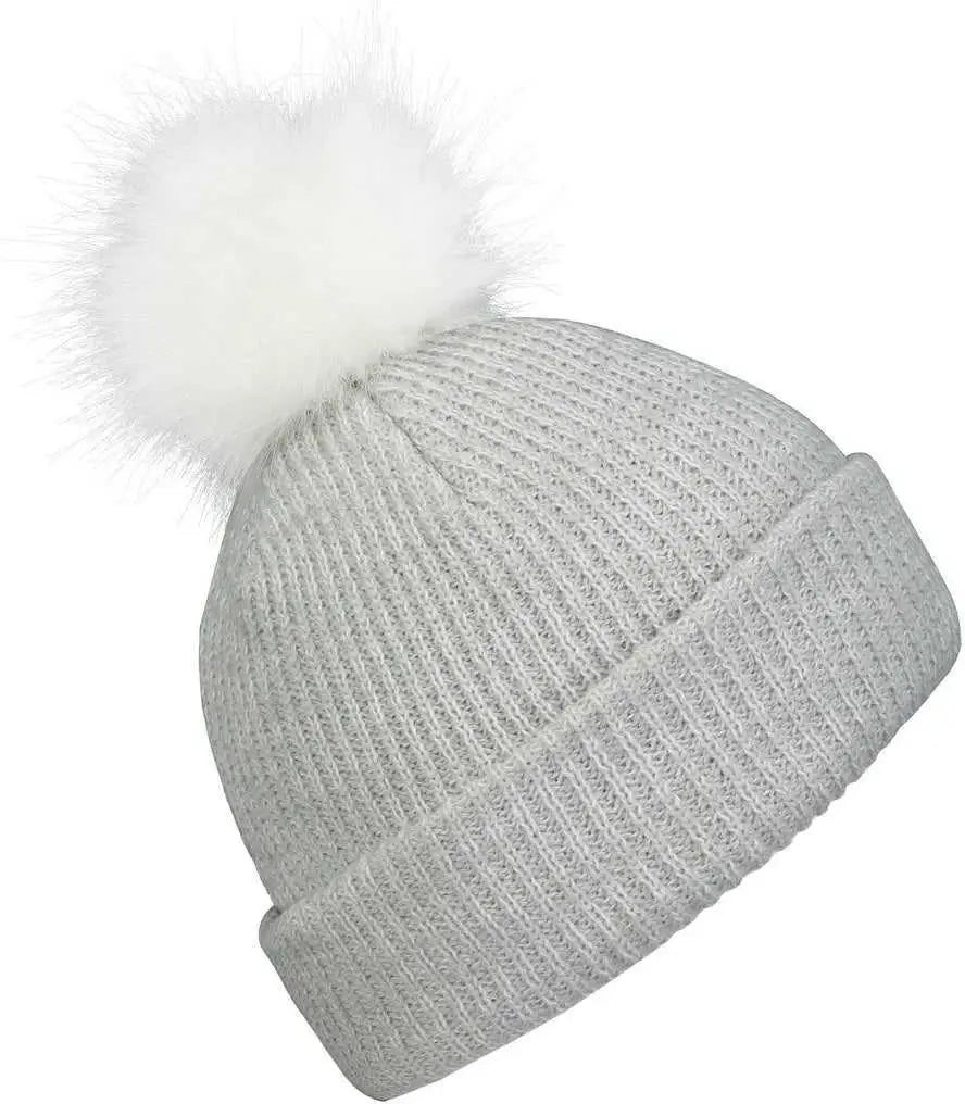 Pacific Headwear P604K Faux Fur Pom Beanie - Silver White - Light Gray White / 7’’ - 7 7/8’’