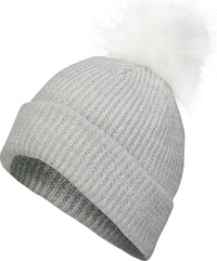 Pacific Headwear P604K Faux Fur Pom Beanie Silver White Light Gray White / 7’’ 7 7/8’’