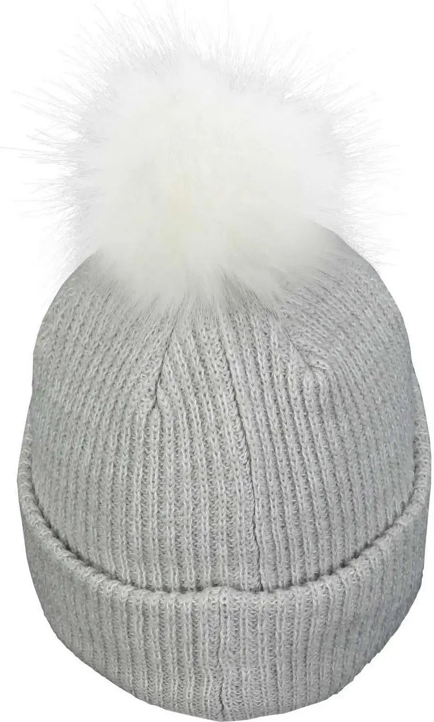 Pacific Headwear P604K Faux Fur Pom Beanie - Silver White - Light Gray White / 7’’ - 7 7/8’’