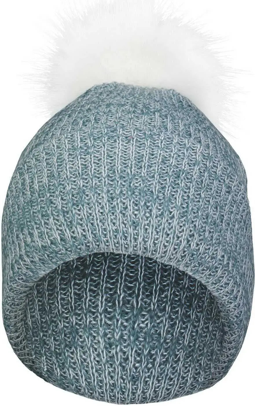 Pacific Headwear P604K Faux Fur Pom Beanie - Storm White - Gray White / 7’’ - 7 7/8’’