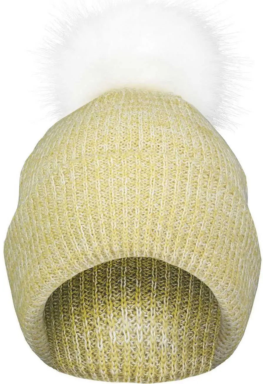 Pacific Headwear P604K Faux Fur Pom Beanie - Vegas Gold White - Vegas Gold White / 7’’ - 7 7/8’’