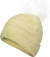 Pacific Headwear P604K Faux Fur Pom Beanie Vegas Gold White Vegas Gold White / 7’’ 7 7/8’’