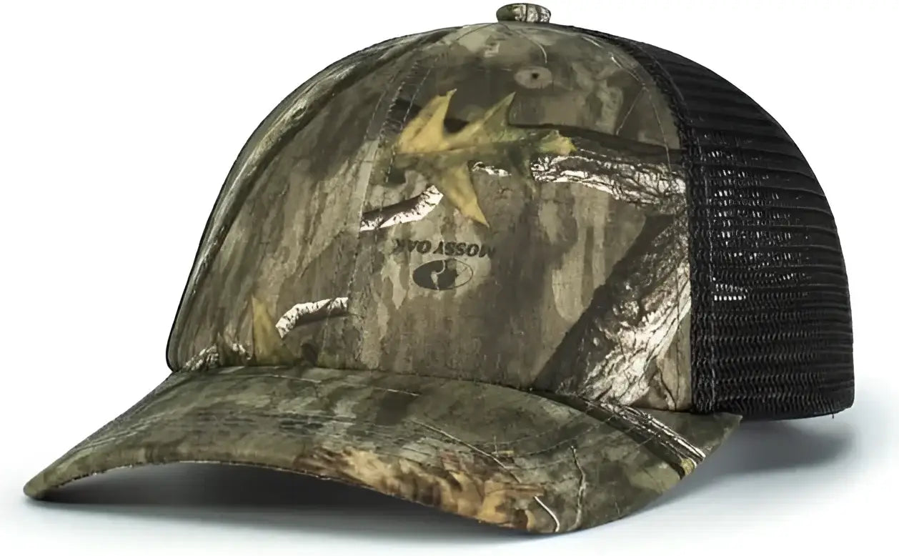 Pacific Headwear P640 Vintage Mossy Oak Trucker Cap Country Roots Lt Charcoal Country Roots Mossy Oak Charcoal / 7’’ 7