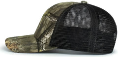 Pacific Headwear P640 Vintage Mossy Oak Trucker Cap Country Roots Lt Charcoal Country Roots Mossy Oak Charcoal / 7’’ 7