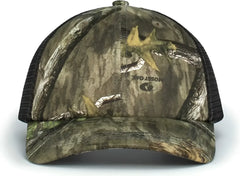 Pacific Headwear P640 Vintage Mossy Oak Trucker Cap Country Roots Lt Charcoal Country Roots Mossy Oak Charcoal / 7’’ 7