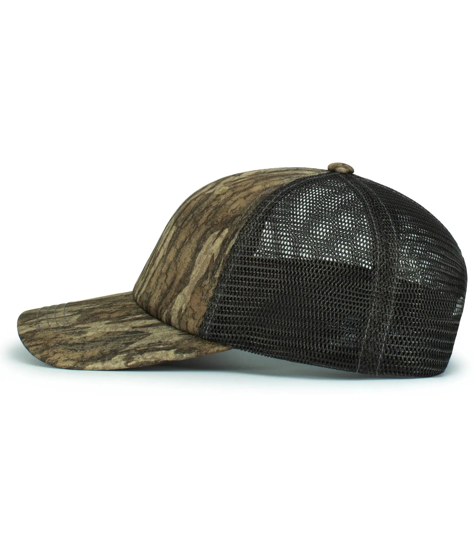 Pacific Headwear P640 Vintage Mossy Oak Trucker Cap - New Burnt Orangettomland Lt Charcoal New Burnt Orangettomland