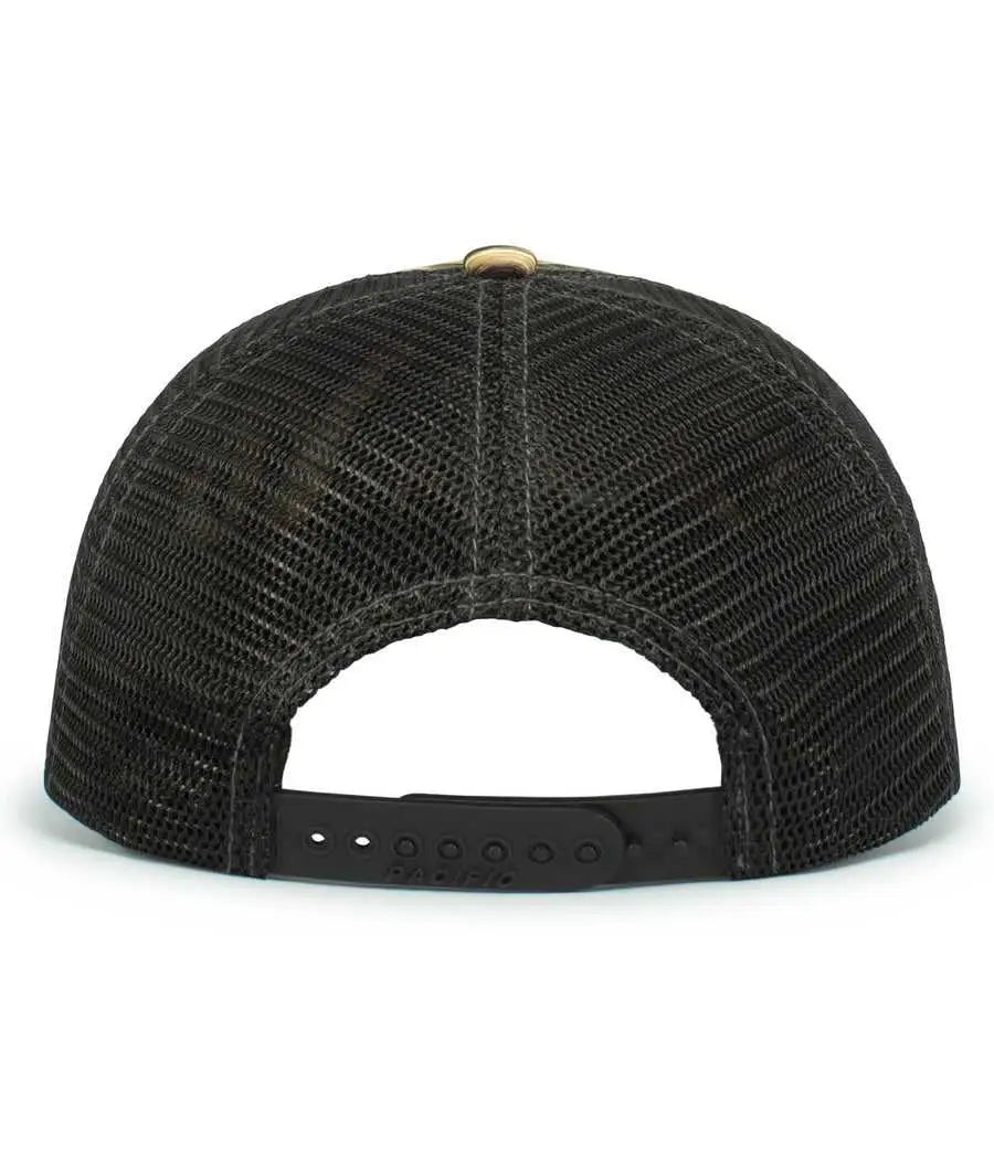 Pacific Headwear P640 Vintage Mossy Oak Trucker Cap - Shadow Grass Blades Lt Charcoal Shadow Grass Blades - Mossy Oak