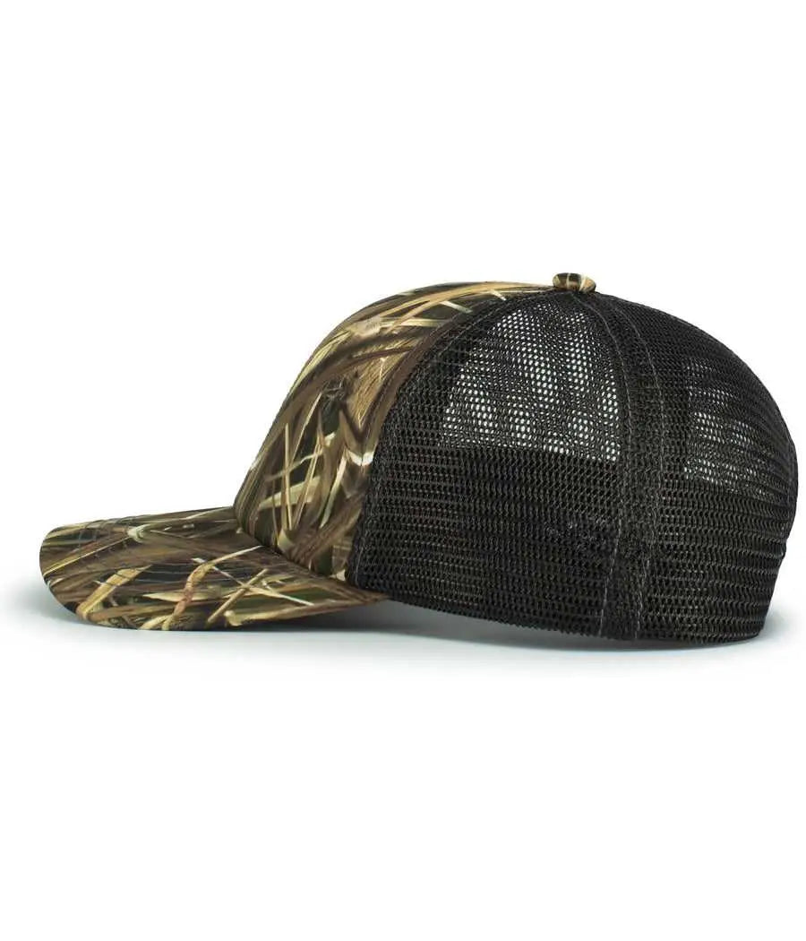 Pacific Headwear P640 Vintage Mossy Oak Trucker Cap - Shadow Grass Blades Lt Charcoal Shadow Grass Blades - Mossy Oak