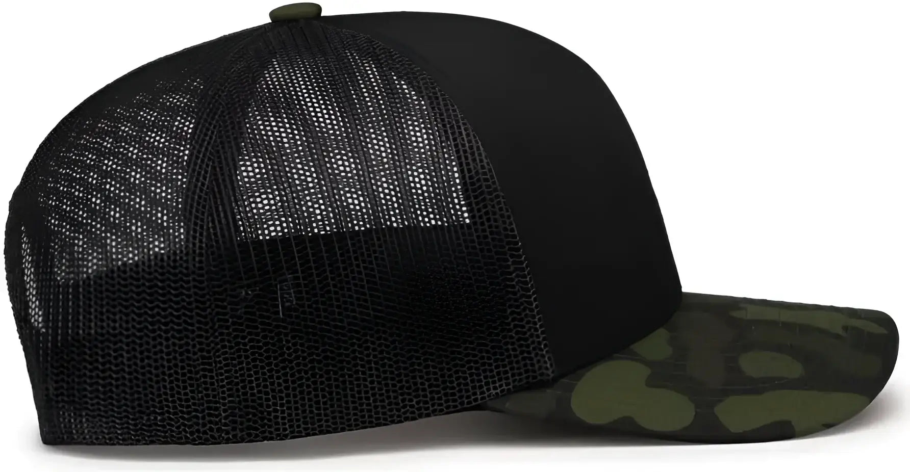 Pacific Headwear P686 Duck Camo Trucker Snapback Cap - Black Charcoal Woodland - Charcoal Black / 7’’ - 7 7/8’’