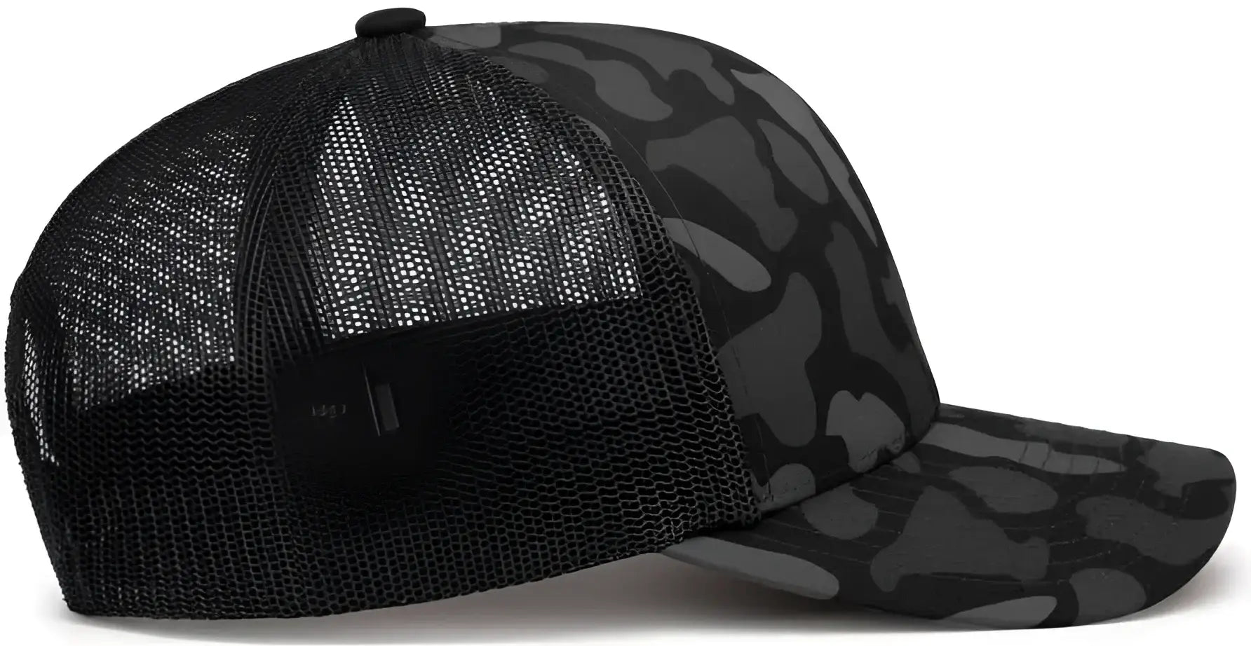 Pacific Headwear P686 Duck Camo Trucker Snapback Cap - Blackout Lt Charcoal Blackout - Blackout Lt Charcoal Blackout