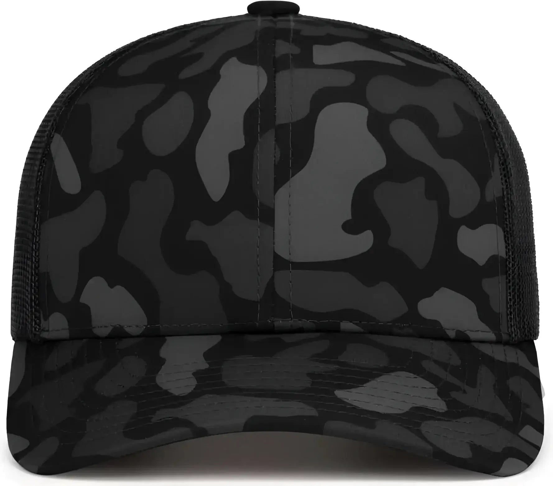 Pacific Headwear P686 Duck Camo Trucker Snapback Cap - Blackout Lt Charcoal Blackout - Blackout Lt Charcoal Blackout