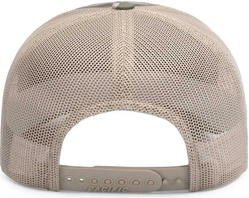 Pacific Headwear P686 Duck Camo Trucker Snapback Cap - Blaze Camo Khaki Blaze Camo - Blaze Camo Khaki Blaze Camo / 7’’