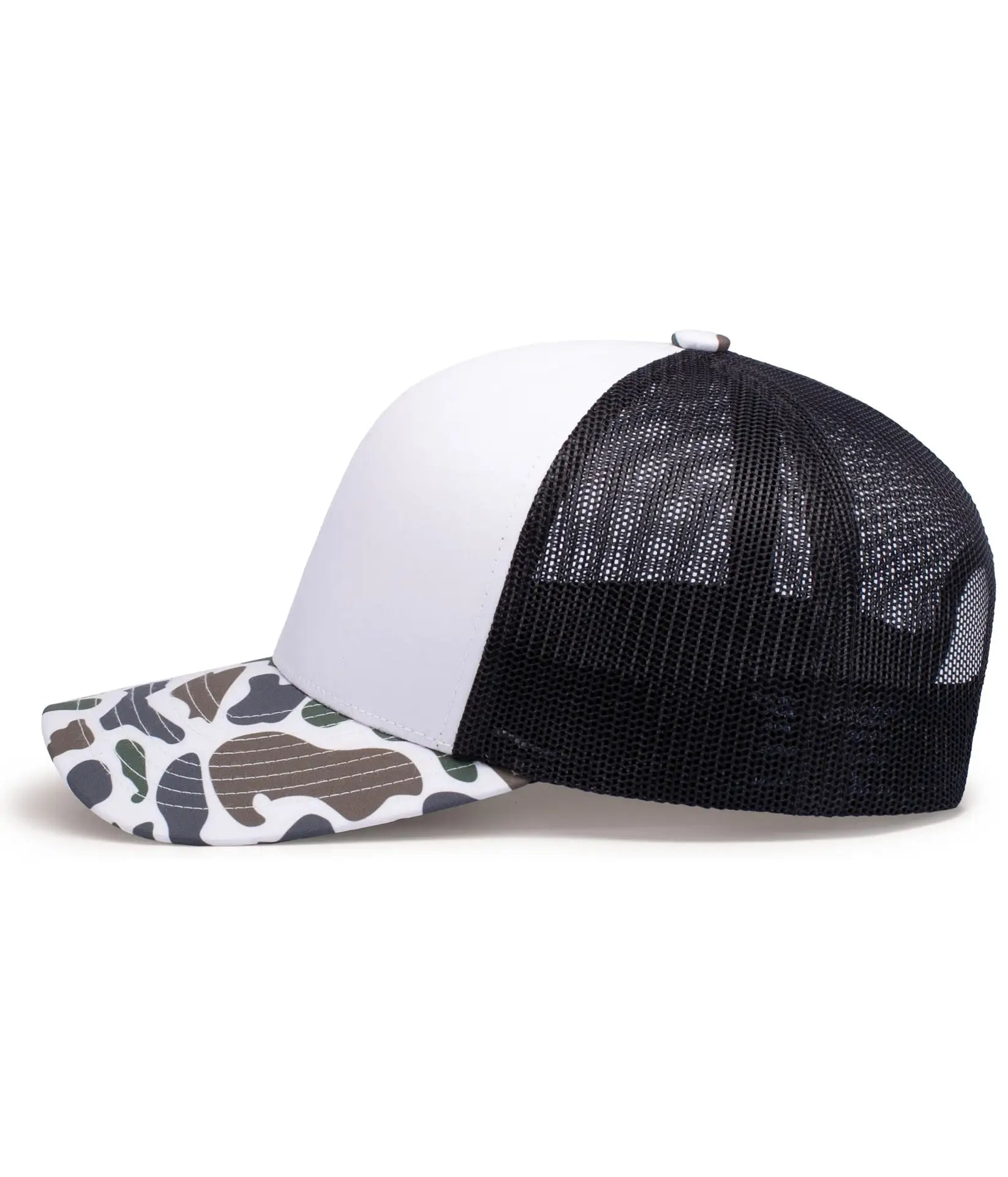 Pacific Headwear P686 Duck Camo Trucker Snapback Cap - Burnt Orangene Light Charcoal Timberline - Burnt Orangene Light