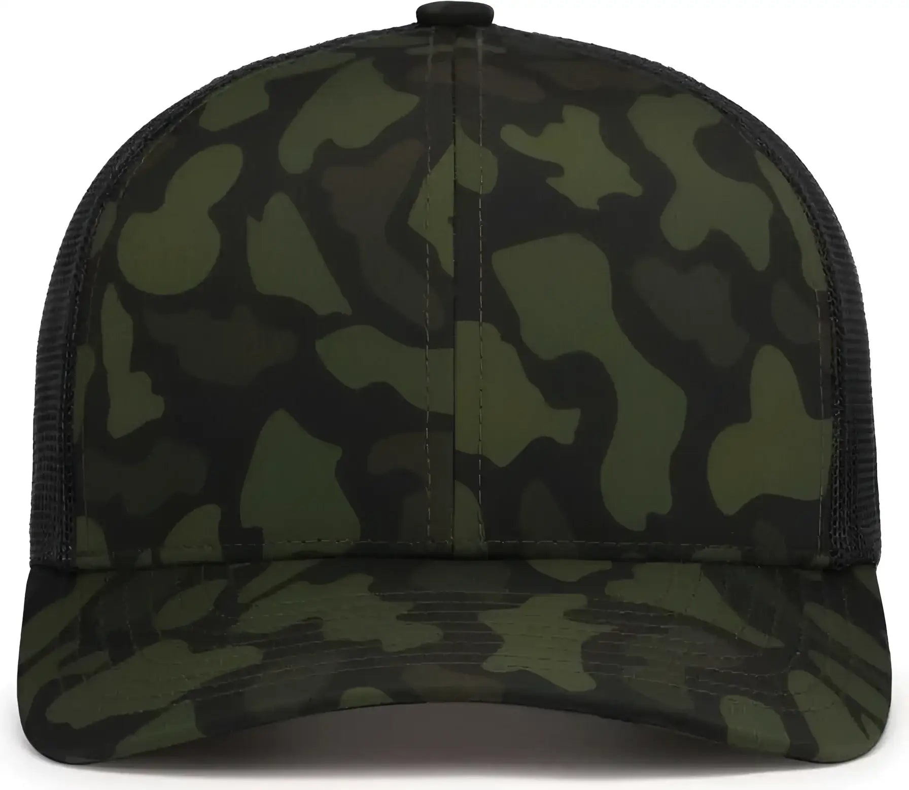 Pacific Headwear P686 Duck Camo Trucker Snapback Cap - Charcoal Woodland Black - Charcoal Black / 7’’ - 7 7/8’’