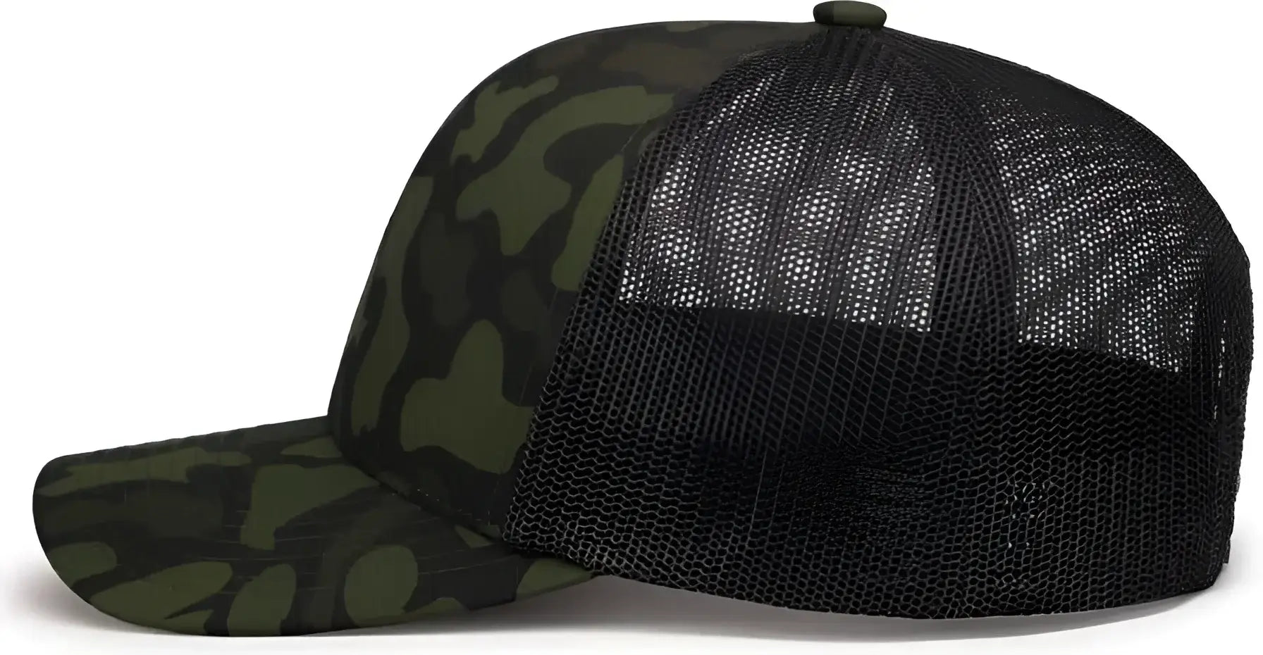 Pacific Headwear P686 Duck Camo Trucker Snapback Cap - Charcoal Woodland Black - Charcoal Black / 7’’ - 7 7/8’’