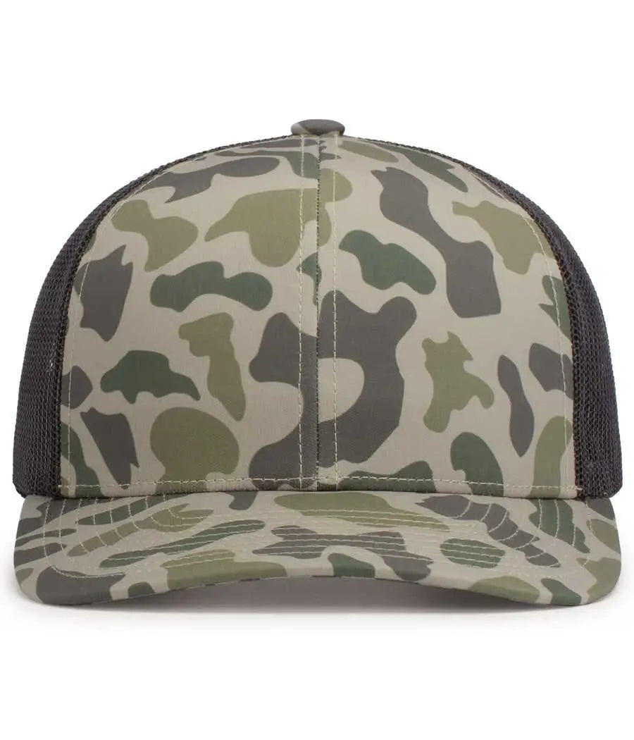 Pacific Headwear P686 Duck Camo Trucker Snapback Cap - Coastland Lt Charcoal Coastland - Coastland Lt Charcoal