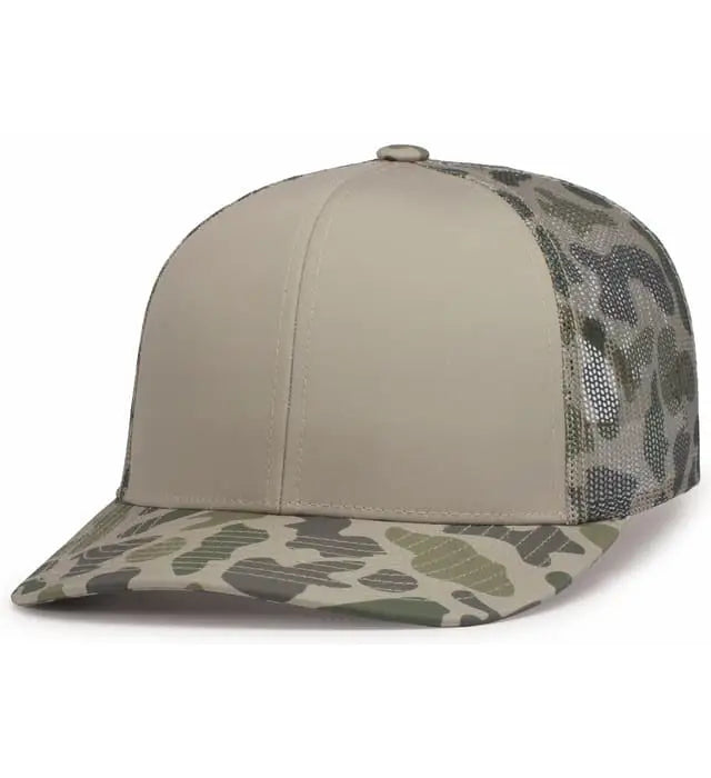 Pacific Headwear P686 Duck Camo Trucker Snapback Cap - Khaki Coastland Coastland - Khaki Coastland Coastland / 7’’ - 7