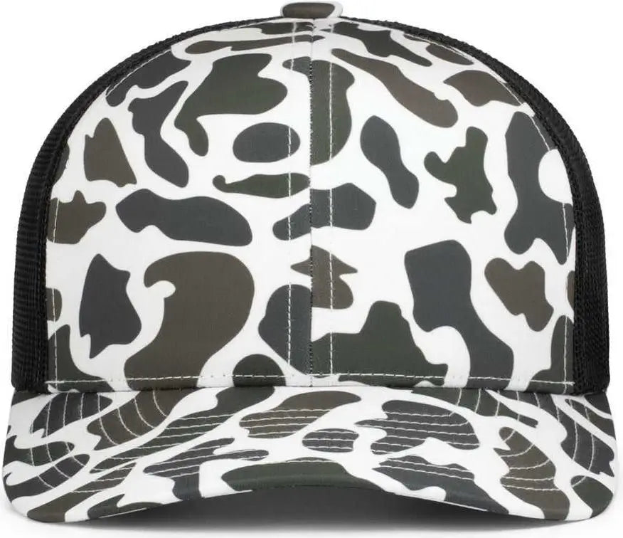 Pacific Headwear P686 Duck Camo Trucker Snapback Cap - Timberline Lt Charcoal Timberline - Timberline Lt Charcoal