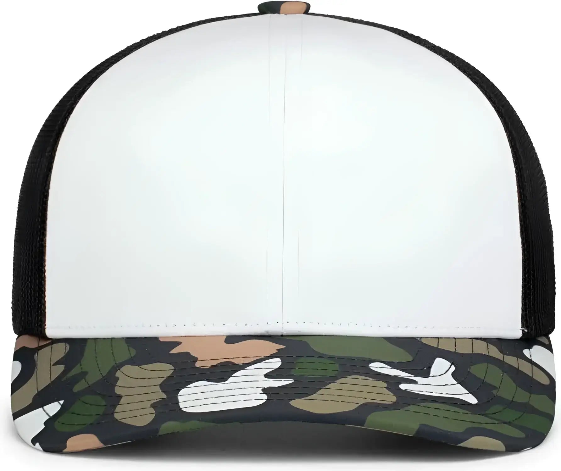 Pacific Headwear P686 Duck Camo Trucker Snapback Cap - White Lt Charcoal Bayou - White Lt Charcoal Bayou / 7’’ - 7 7/8’’