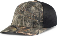 Pacific Headwear P691 Mossy Oak Low Profile Trucker Pacflex Cap Country Dna Lt Charcoal Country Dna Mossy Oak Black / 6
