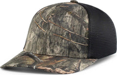 Pacific Headwear P691 Mossy Oak Low Profile Trucker Pacflex Cap Country Dna Lt Charcoal Country Dna Mossy Oak Black / 6