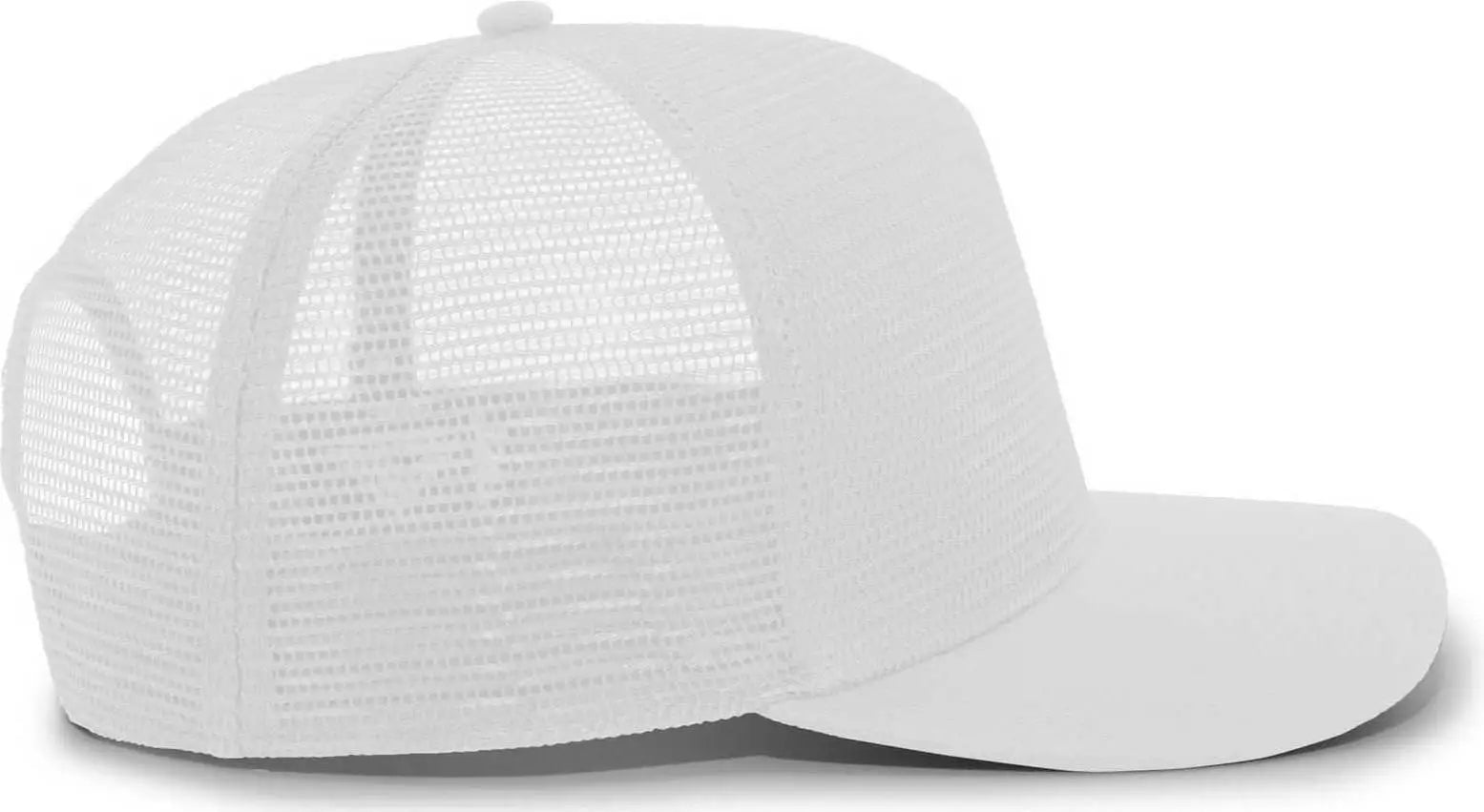 Pacific Headwear P724 5-Panel Mesh Overlay Trucker Snapback - White - White / 7’’ - 7 7/8’’