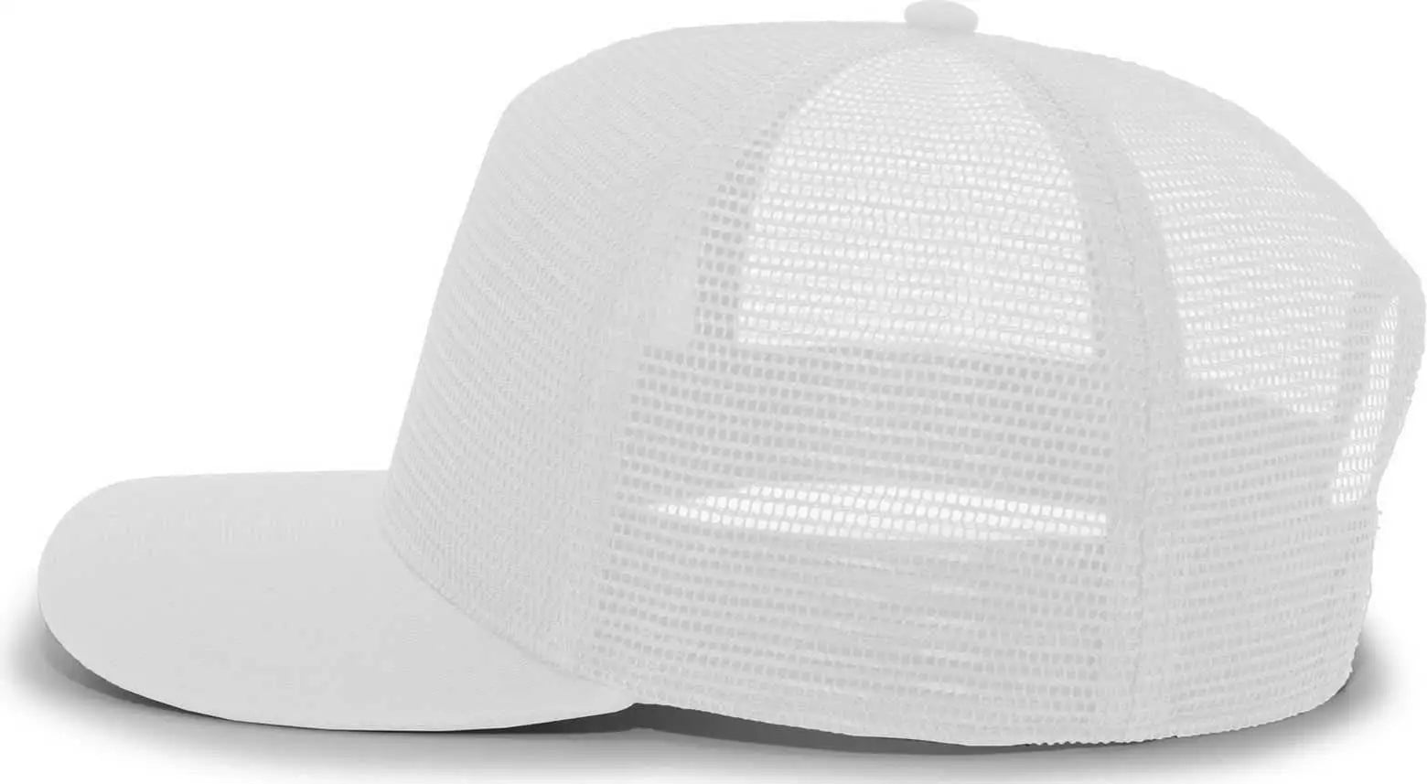 Pacific Headwear P724 5-Panel Mesh Overlay Trucker Snapback - White - White / 7’’ - 7 7/8’’