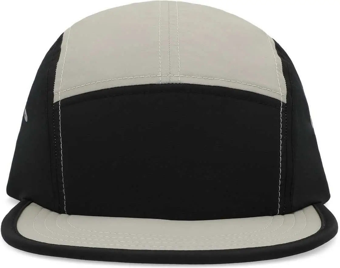 Pacific Headwear P781 Packable Camper Cap - Black Silver - Black Light Gray / 7’’ - 7 7/8’’