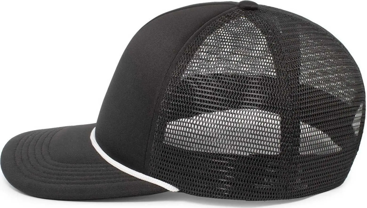 Pacific Headwear P782 Foamie Fresh Trucker Cap - Black White - Black White / 7’’ - 7 7/8’’
