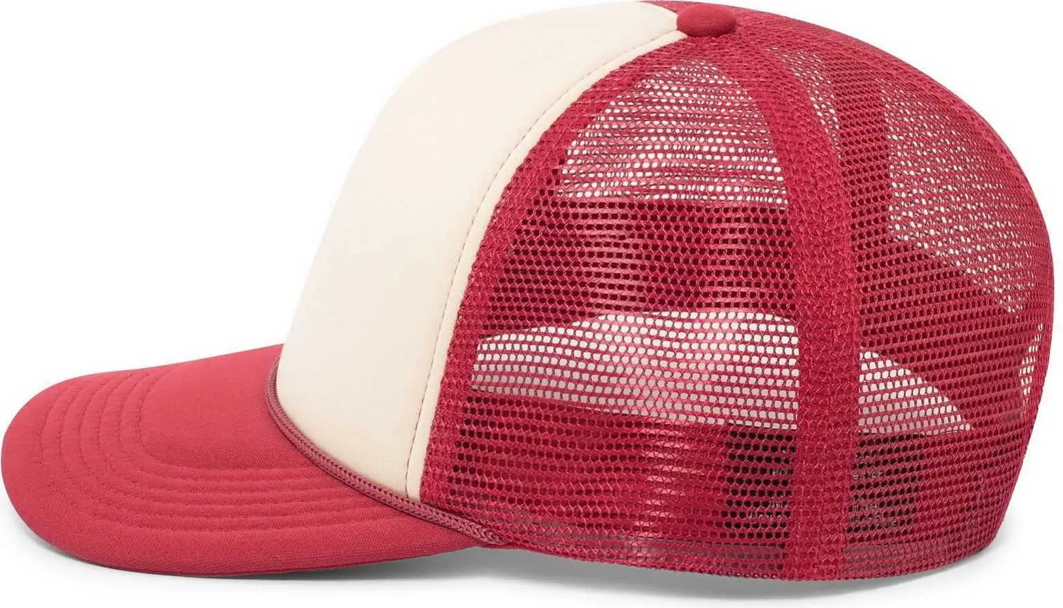 Pacific Headwear P782 Foamie Fresh Trucker Cap - Khaki Dark Red Dark Red - Khaki Red / 7’’ - 7 7/8’’