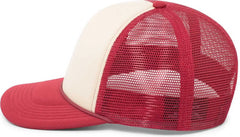 Pacific Headwear P782 Foamie Fresh Trucker Cap - Khaki Dark Red Dark Red - Khaki Red / 7’’ - 7 7/8’’