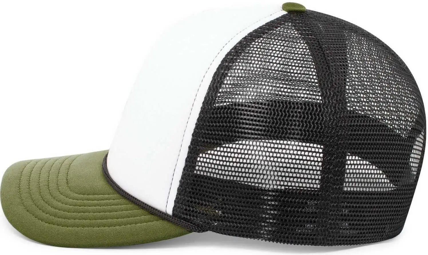 Pacific Headwear P782 Foamie Fresh Trucker Cap - White Black Moss - White Olive / 7’’ - 7 7/8’’