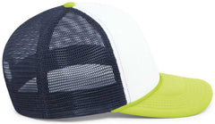 Pacific Headwear P782 Foamie Fresh Trucker Cap - White Navy Chartruese - White Green / 7’’ - 7 7/8’’