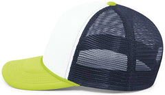 Pacific Headwear P782 Foamie Fresh Trucker Cap - White Navy Chartruese - White Green / 7’’ - 7 7/8’’