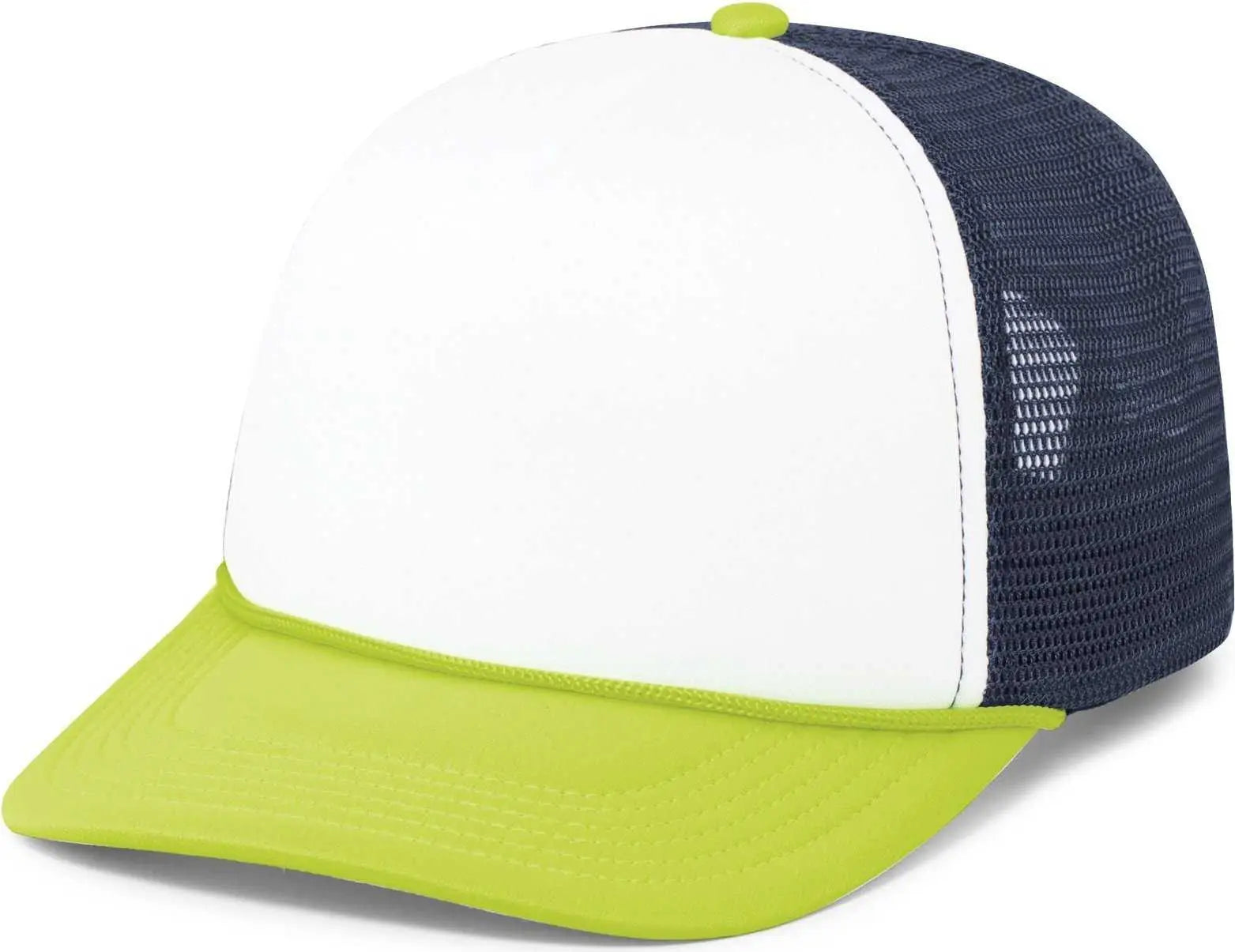 Pacific Headwear P782 Foamie Fresh Trucker Cap - White Navy Chartruese - White Green / 7’’ - 7 7/8’’