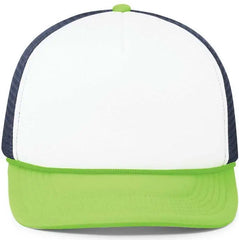 Pacific Headwear P782 Foamie Fresh Trucker Cap - White Navy Neon Green - White Green / 7’’ - 7 7/8’’