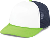Pacific Headwear P782 Foamie Fresh Trucker Cap - White Navy Neon Green - White Green / 7’’ - 7 7/8’’