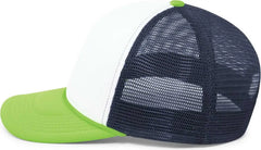 Pacific Headwear P782 Foamie Fresh Trucker Cap - White Navy Neon Green - White Green / 7’’ - 7 7/8’’