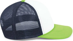 Pacific Headwear P782 Foamie Fresh Trucker Cap - White Navy Neon Green - White Green / 7’’ - 7 7/8’’