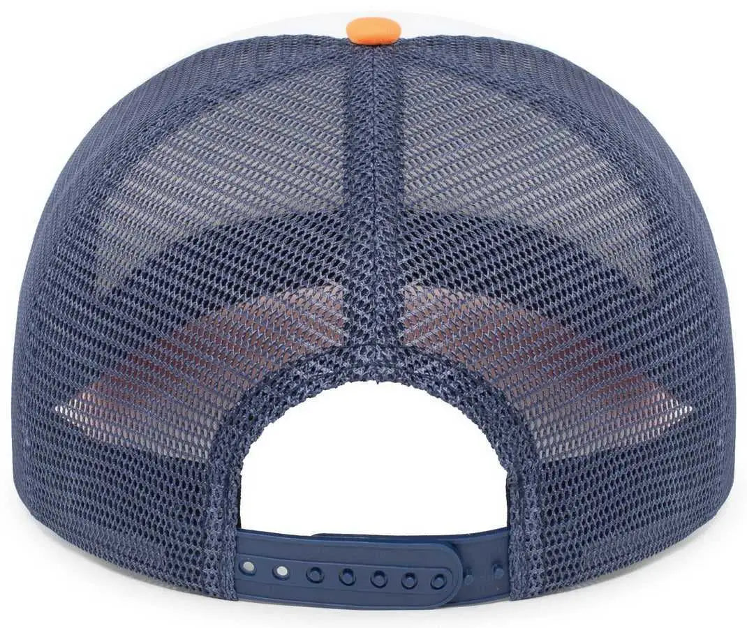 Pacific Headwear P782 Foamie Fresh Trucker Cap - White Navy Orange - White Orange / 7’’ - 7 7/8’’
