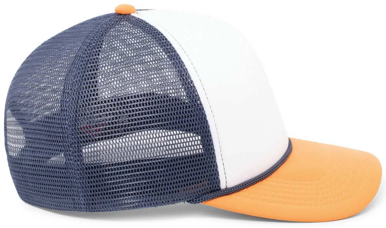 Pacific Headwear P782 Foamie Fresh Trucker Cap - White Navy Orange - White Orange / 7’’ - 7 7/8’’