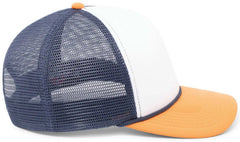 Pacific Headwear P782 Foamie Fresh Trucker Cap - White Navy Orange - White Orange / 7’’ - 7 7/8’’