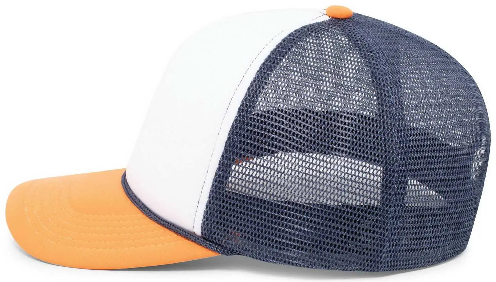 Pacific Headwear P782 Foamie Fresh Trucker Cap - White Navy Orange - White Orange / 7’’ - 7 7/8’’