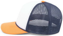 Pacific Headwear P782 Foamie Fresh Trucker Cap - White Navy Orange - White Orange / 7’’ - 7 7/8’’