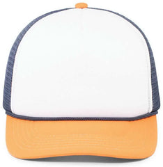 Pacific Headwear P782 Foamie Fresh Trucker Cap - White Navy Orange - White Orange / 7’’ - 7 7/8’’
