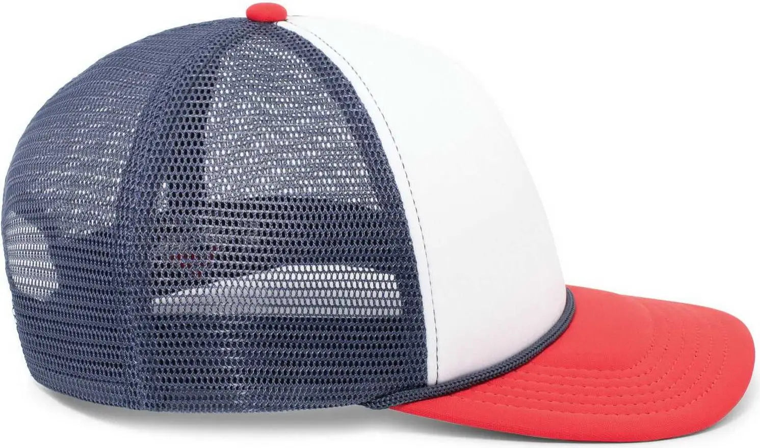Pacific Headwear P782 Foamie Fresh Trucker Cap - White Navy Red - White Red / 7’’ - 7 7/8’’